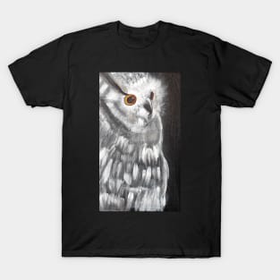 Black and white acrylic painting owl T-Shirt